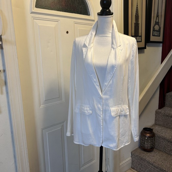 Women's‎ Velvet Heart White Jacket 100% Tencel Lightweight 1-button Closure - Picture 1 of 14